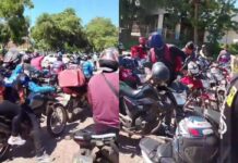 Motoristas de app cercam a UFMT e saem em carreata contra projeto de lei; VEJA VÍDEO