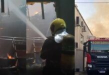Incêndio destrói loja de perfumes e mobiliza força-tarefa dos Bombeiros em Tangará