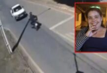 Vídeo mostra entregadora sendo arremessada após batida com Saveiro